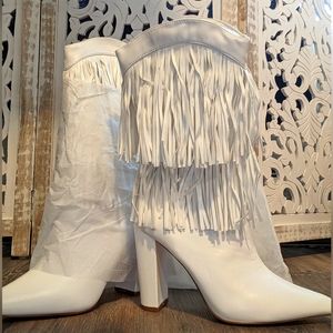 White Fringe Boots
